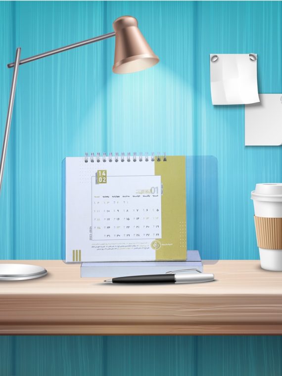 تقویم رومیزی پایه پی وی سی شفاف