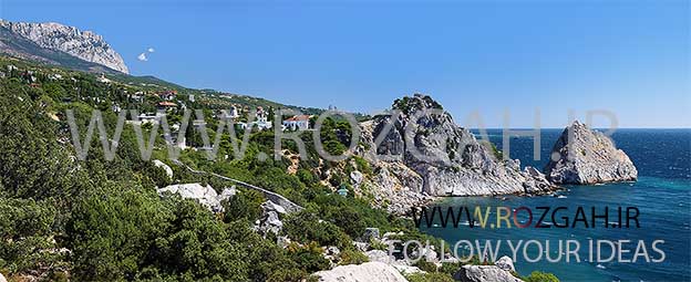 View on mountain Ai-Petri and town Simeiz, Crimea